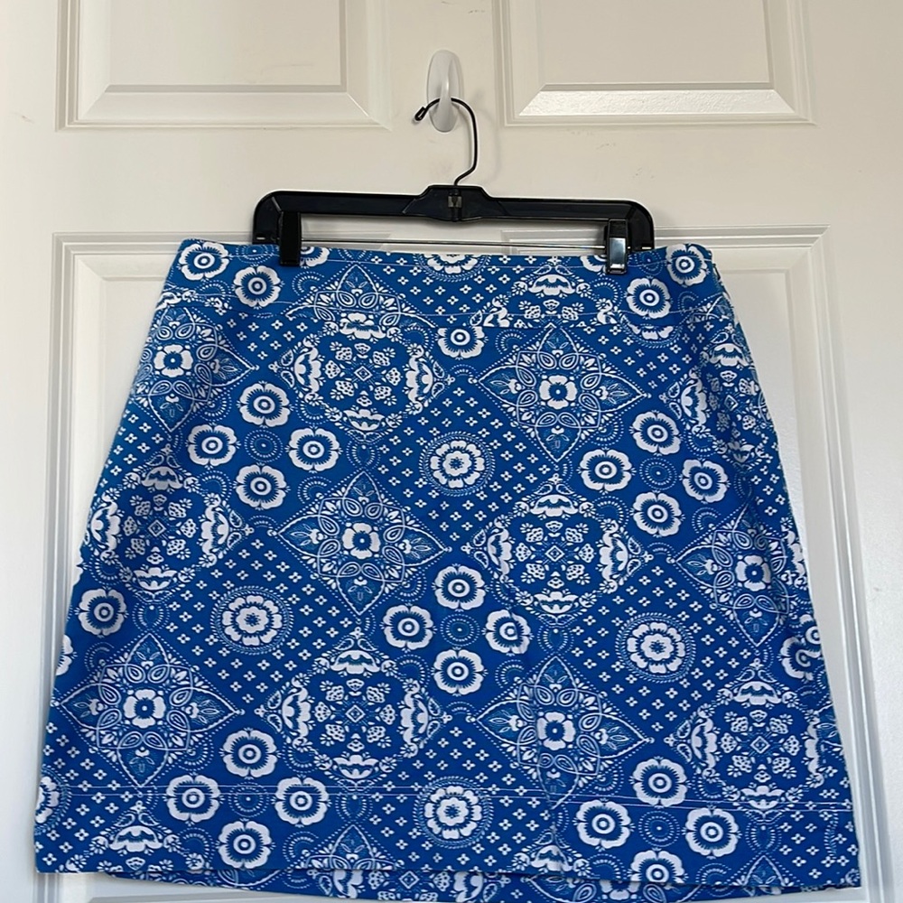 Talbots Lined Blue & White Pencil Skirt-18W-NWOT